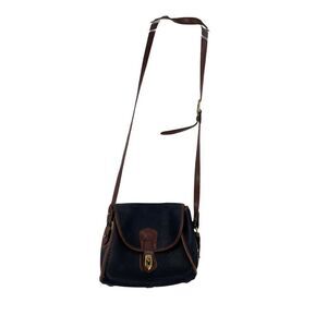 Dooney & Bourke Vintage 90s Crossbody Purse Black Pebbled Leather Turn Lock Bag